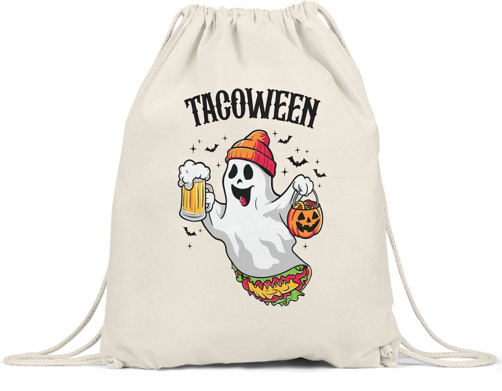 Tacoween Geistmotiv Turnbeutel Geschenkidee Halloween Party Produktbild 