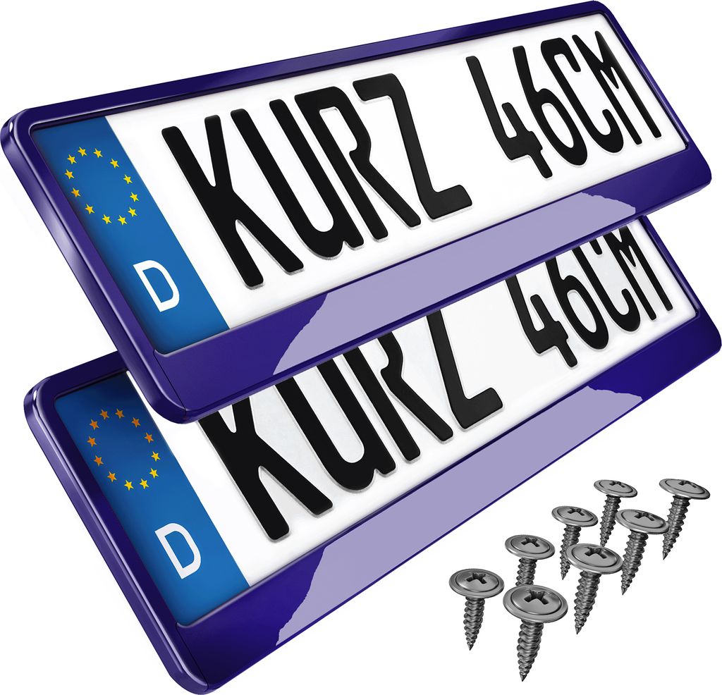 2 Kennzeichenhalter kurz 46 cm Lila Hochglanz lackiert für Produktbild 