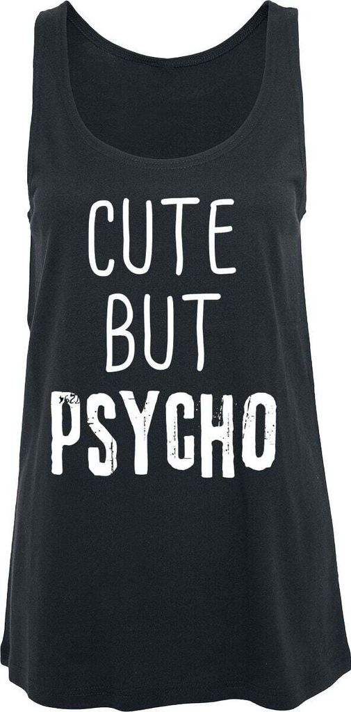 Cute But Psycho Top Damen schwarz Funartikel, Sprüche 100% Baumwolle 4XL