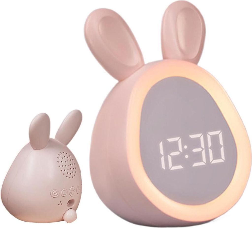Hasenwecker Mit Nachtlicht Rosa, Digitale LED-Anzeige, Für Produktbild 