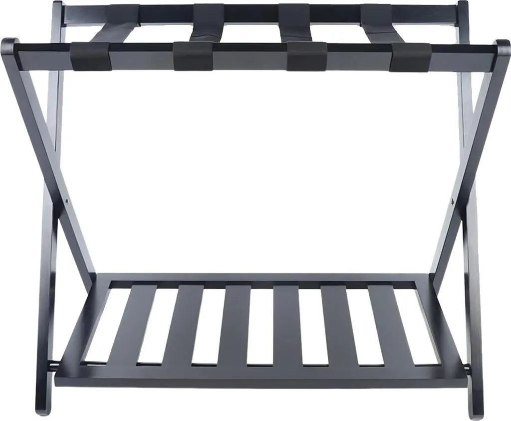 Porte-bagages pliant compact noir avec sangles de maintien stables