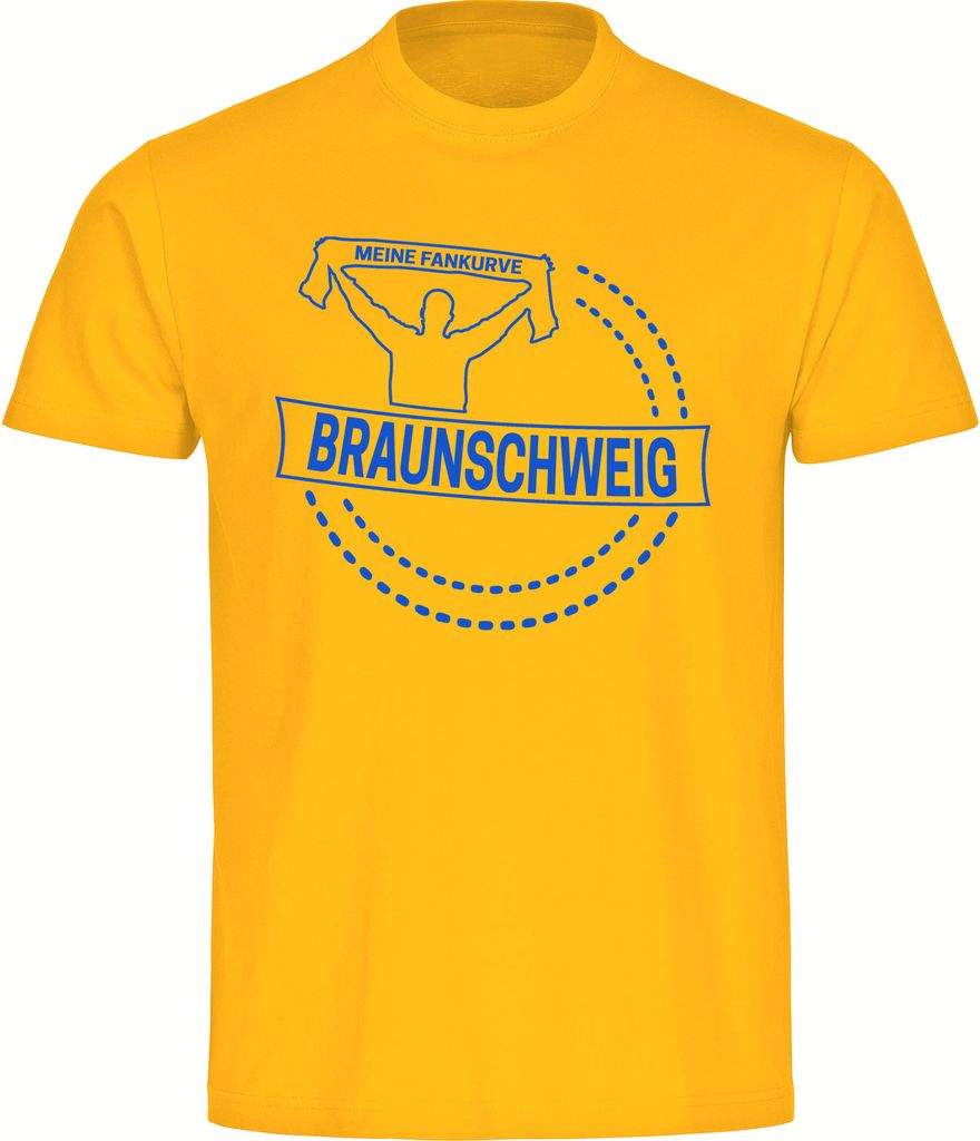 multifanshop Herren T-Shirt - Braunschweig - Meine Fankurve, gelb, Größe 3XL