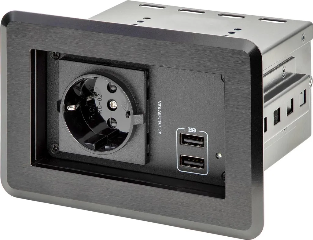 Hub de Table Encastrable pour Charge USB et Secteur - Idéal Bureau Pro