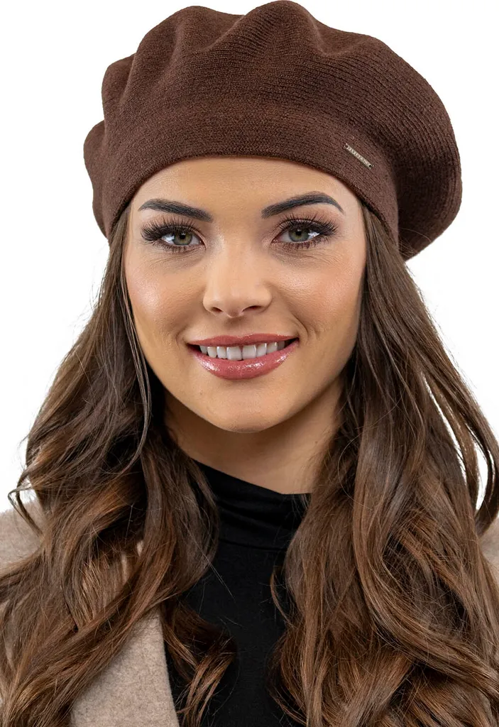 Béret d'Hiver en Tricot pour Femme - Bonnet Chaud et Confortable Marron