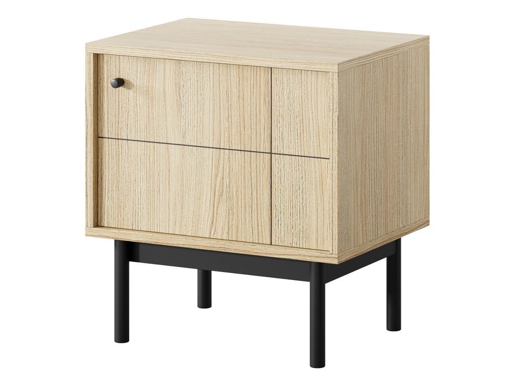 Masseno Nachttisch GIAPPONESE Nachtschrank Beistelltisch für Schlafzimmer 53,5 x 56,5 x 39 cm Eichefarben