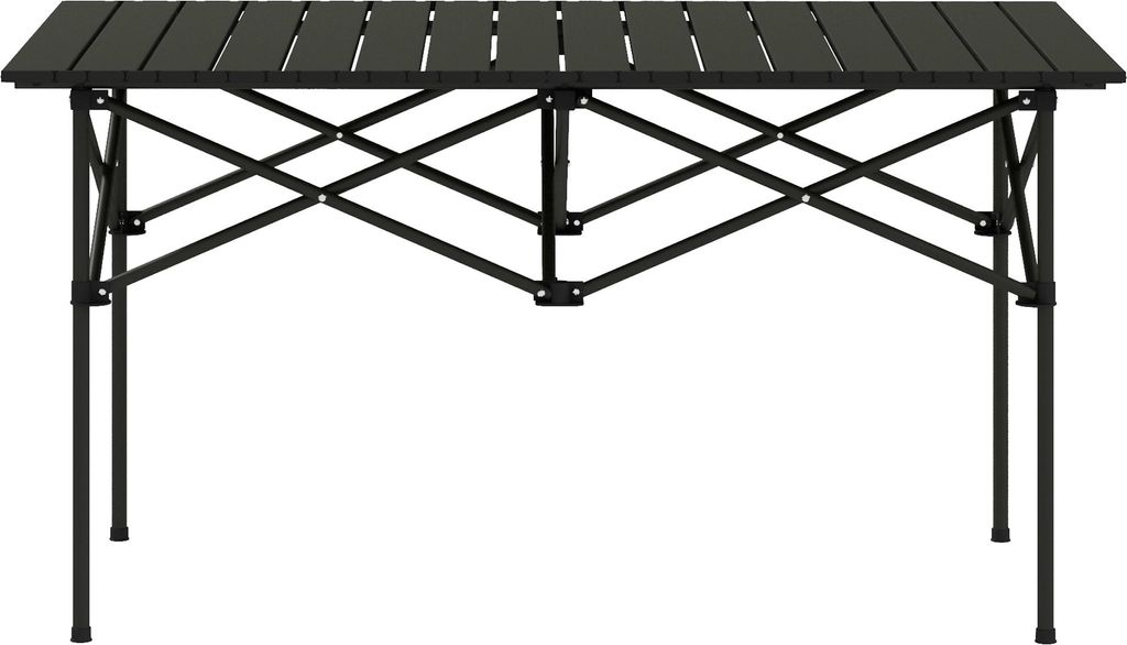Campingtisch Klapptisch mit Aufrollbare Tischplatte Gartentisch aus Aluminium 2 Personen 95 x 55cm Schwarz