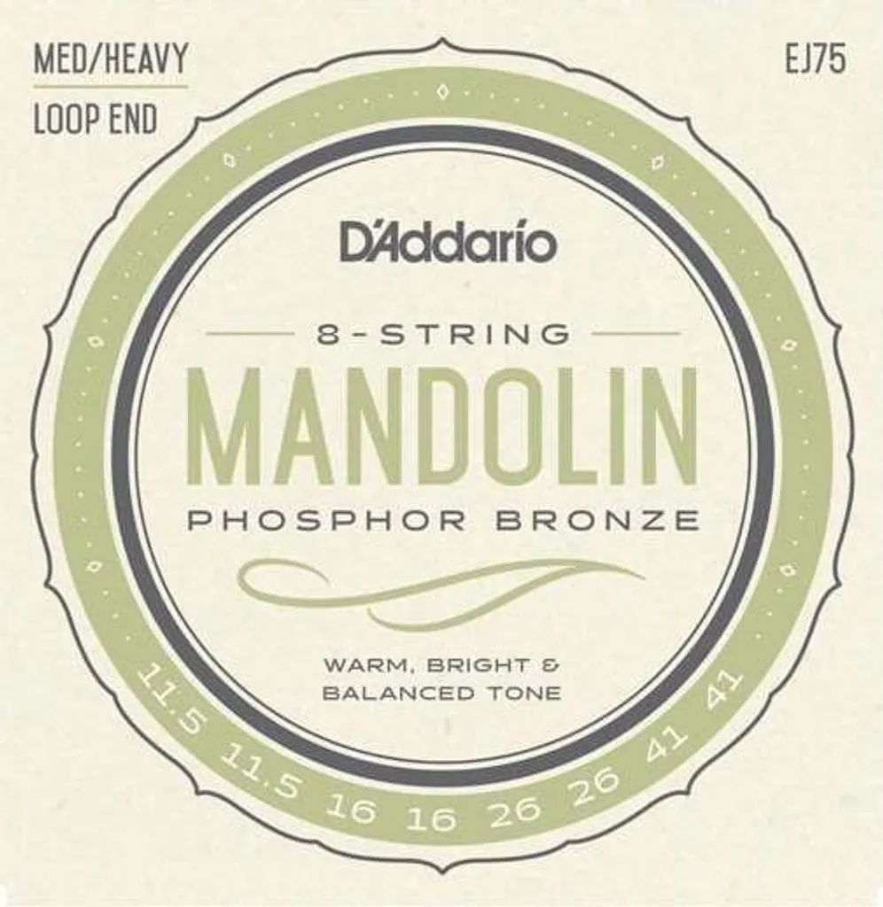 Jeu de cordes mandoline D'Addario EJ75 en phosphore bronze boucle