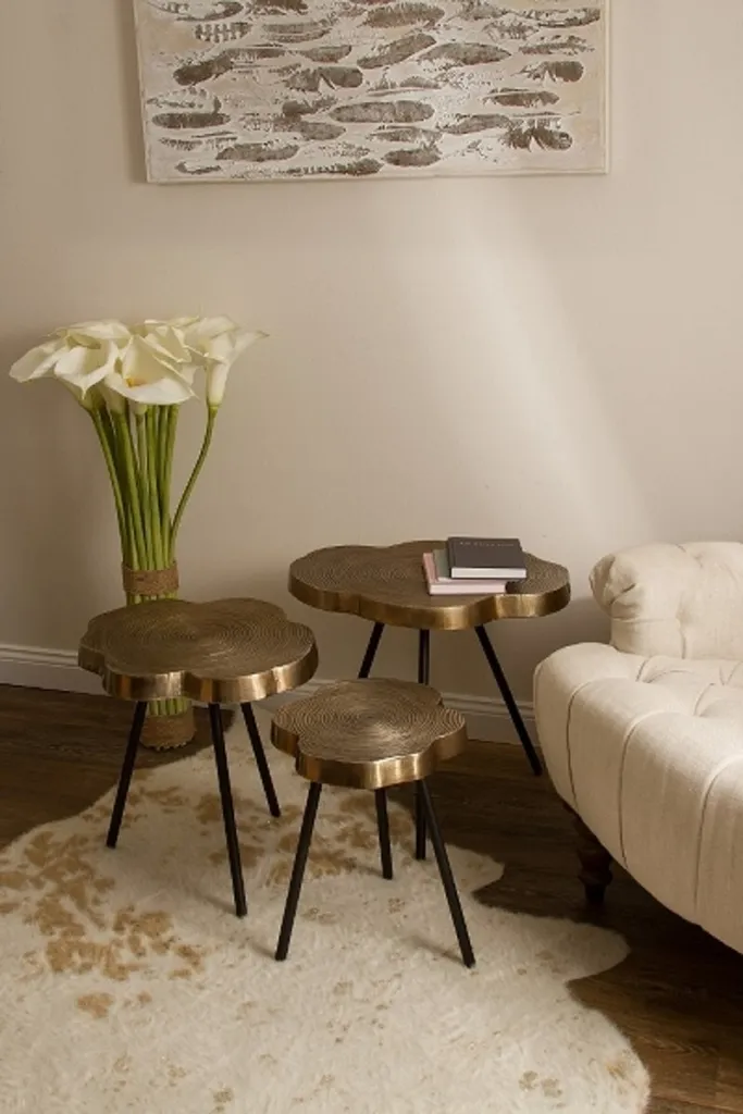 Table d'Appoint Robuste pour Décoration Originale Bronze et Noir