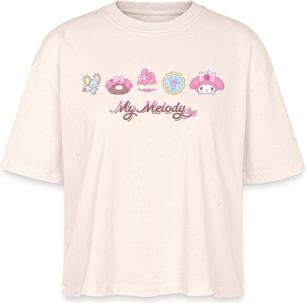 Spreadshirt My Melody Mit Flat Und Gebäckstücken Boxy Shirt Damen, L, Natur
