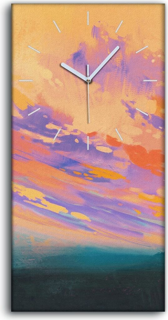 Küche Wohnzimmer Wand Leinwand Uhr Quarz 30x60 bunte Menschen Himmel Wolken - weiße Hände