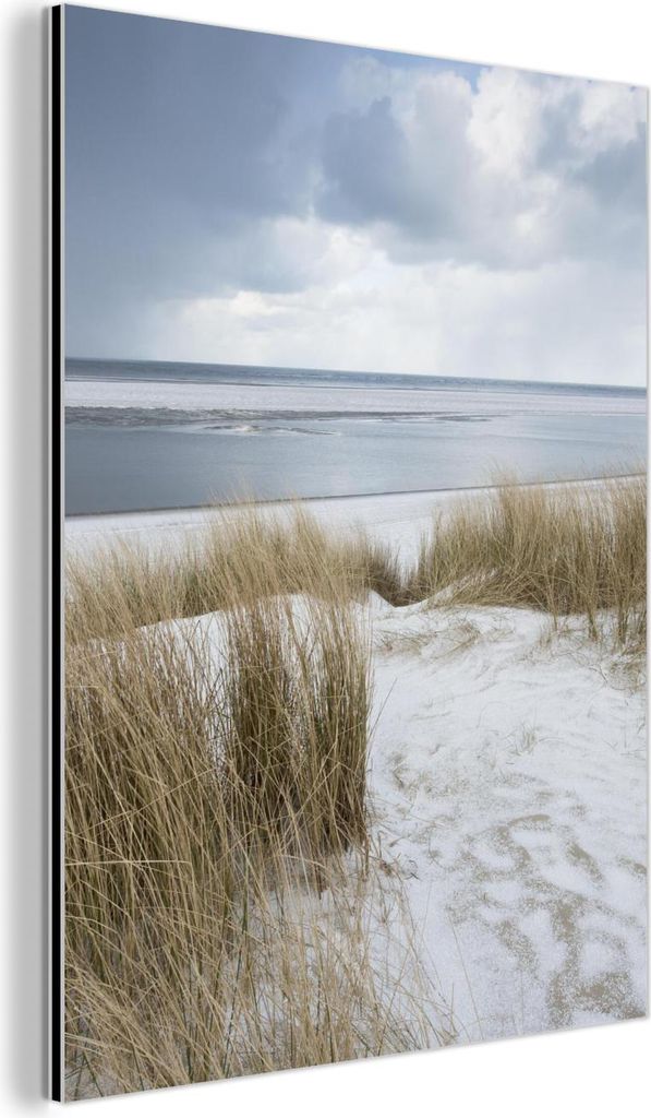 MuchoWow Wanddekoration Metall Metallbild Wandkunst 60x80 cm Nordsee - Dünen - Wasser MuchoWow Aluminium Gemälde - Wanddekoration Metall