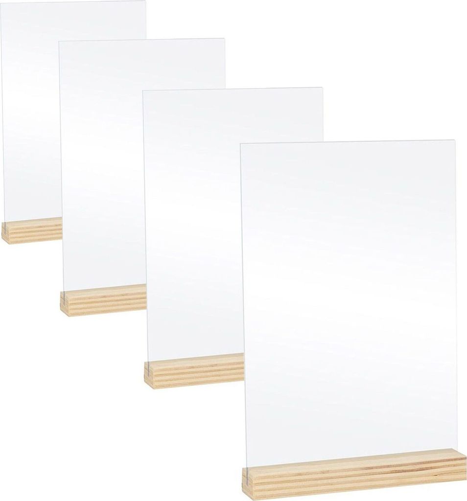 20 transparente Plexiglasplatten 10 x 15 cm + Sockel