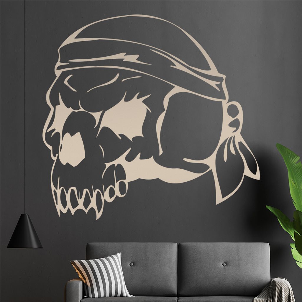 Western Schädel Wandtattoo in 6 Größen - Wandaufkleber Wall Sticker - Dekoration, Küche, Wohnzimmer, Schlafzimmer, Badezimmer