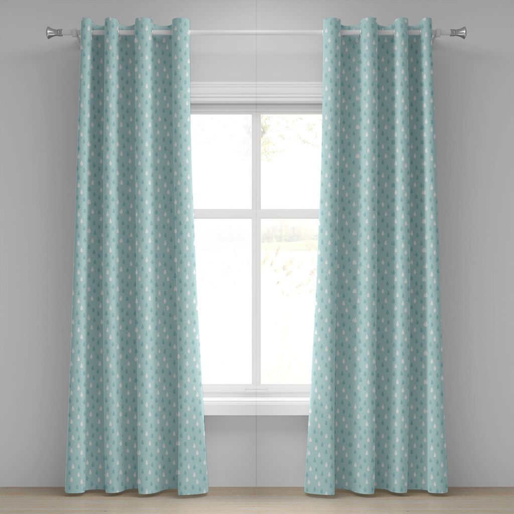 ABAKUHAUS Hellblau Ösenvorhang, Getrenntes Tröpfchen-Motiv in verschiedenen Farben Niederschlag Drizzle Sky Image, Dekorative 2-Panel-Fenstervorh...