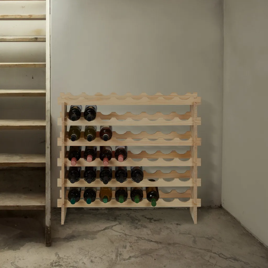 Casier à vin modulable et empilable capacité 48 bouteilles bois brun