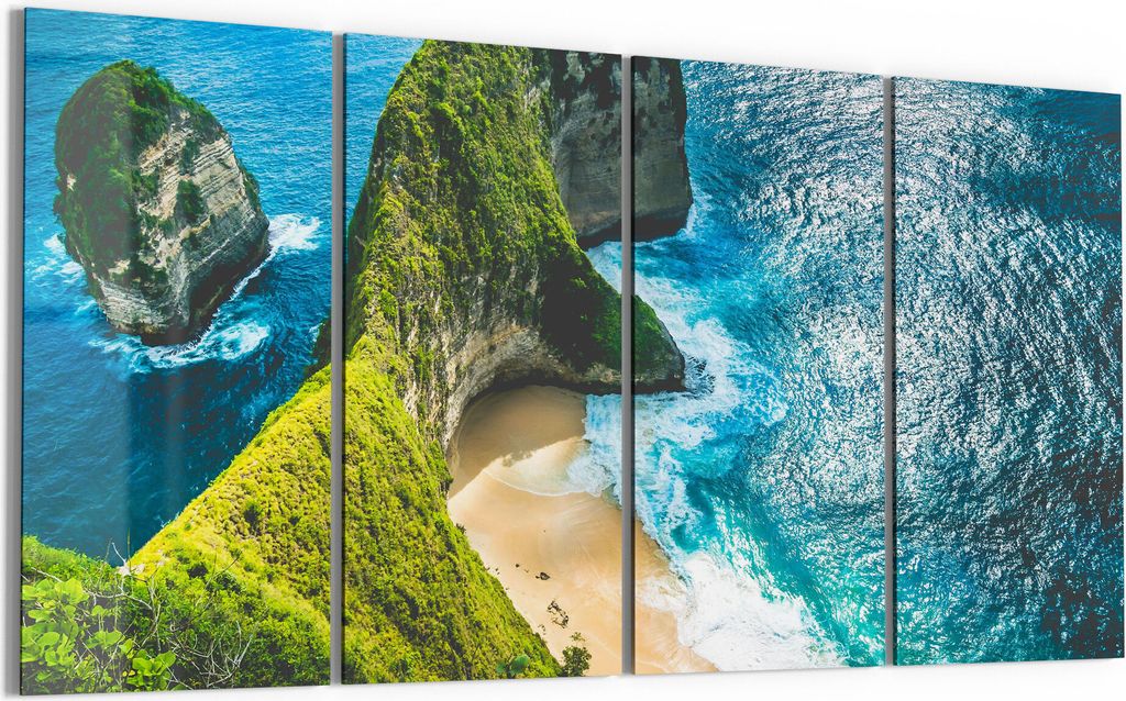 DEQORI Glasbild Echtglas 4x30x60 cm 'Manta Bay von oben' Wandbilder XXL groß