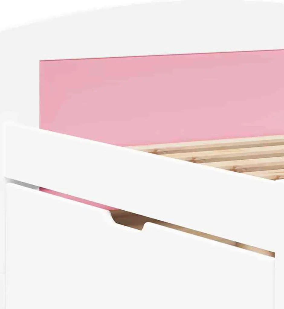 Lit de jour 90x200cm avec 5 tiroirs : la solution gain de place Blanc Rose