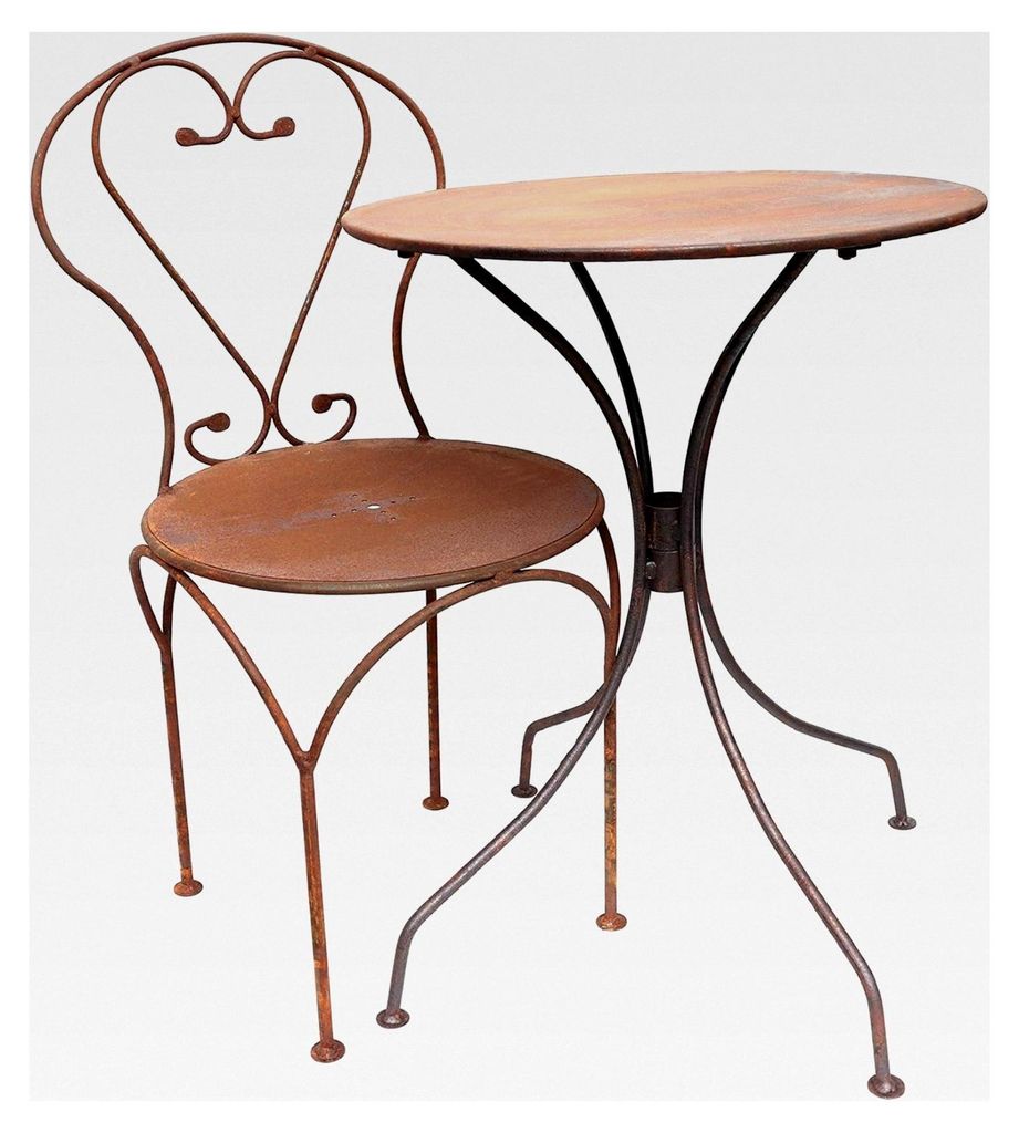 Runder Tisch aus Metall Ø 72 cm in Rostoptik, stabil und massiv, Blumenhocker, Beistelltisch, Gartentisch