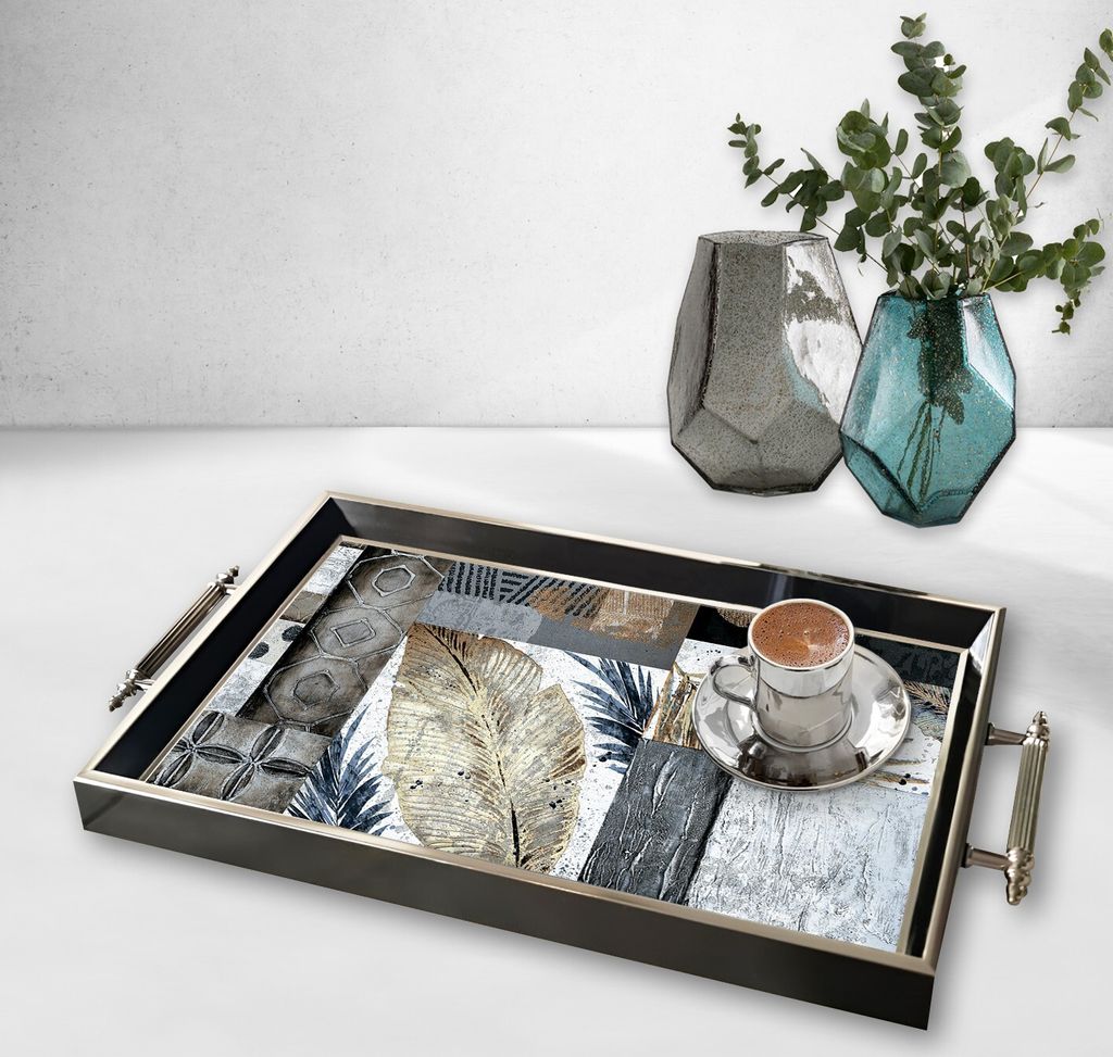 Evila Originals, TPG9890, Tablett, Mehrfarbig, 100 % GLAS, 50 x 29 x 3,5 cm
