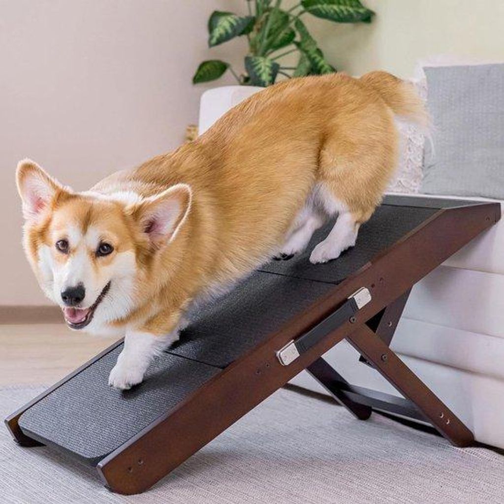Hundetreppe höhenverstellbar 18-50cm für Sofa Kleinhunde Holz