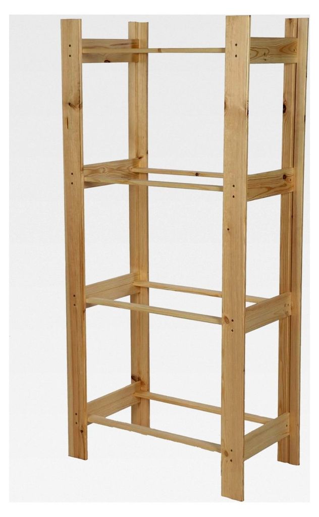 Kistenständer aus Holz, Regal für 3 oder 4 Ebenen, Höhe 107 und 149 cm (149 cm, unbehandelt)