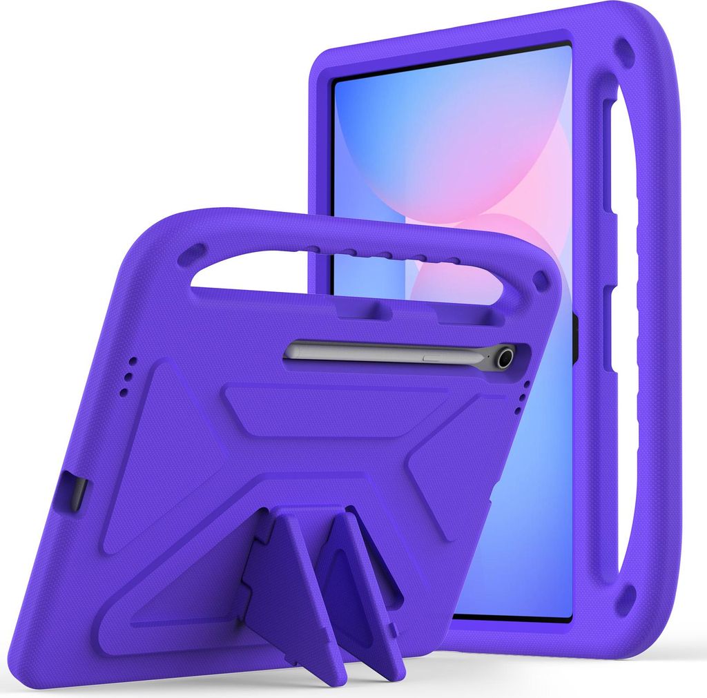 Hülle für Samsung Galaxy Tab S10 FE+ 13,1" 2025 X620, Leichte Stoßfeste Eva Kinder Schutzhülle mit Griff und Faltbarem Ständer Lila