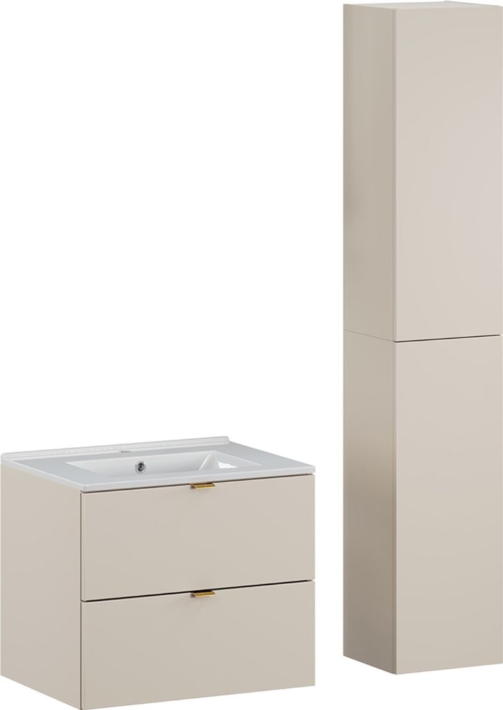 Badmöbel Set 2-teilig mit Waschtisch 60 cm in kaschmir - DURANGO-56