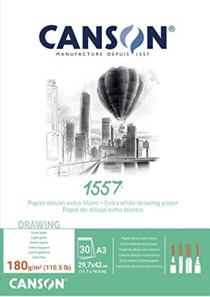 CANSON C204127415, Tekenpapierblok, formaat DIN A3, 180 Productafbeelding 