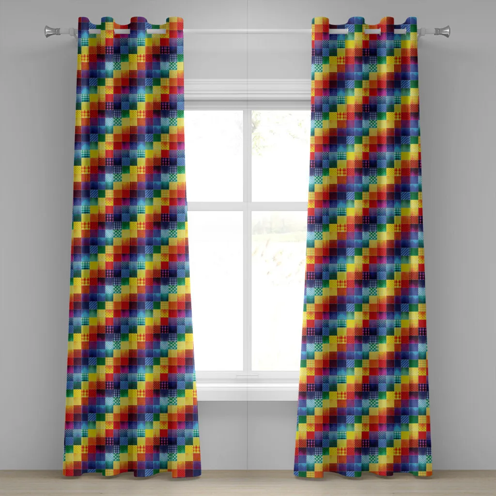 Tende Decorative ABAKUHAUS 2 Pannelli - Motivo Astratto Arcobaleno