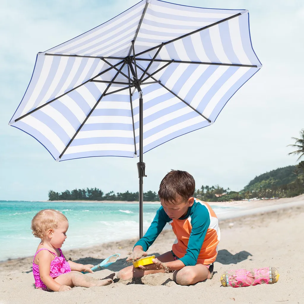 Parasol pliable Ø 265 cm structure renforcée et toile anti-UV ajustable - 3