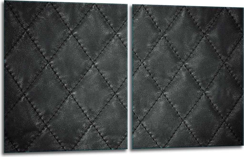 Herdabdeckplatten 2x40x52 Glaskeramikfeld 2-Teilig Glas Spritzschutz Leder
