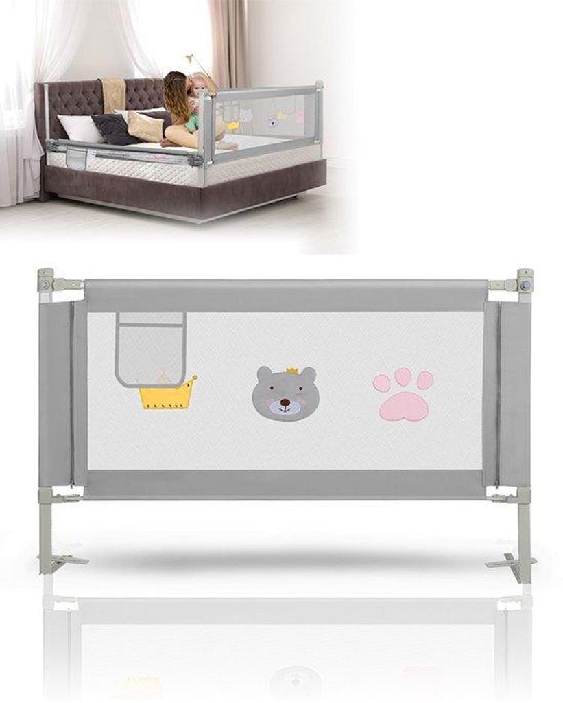 Gebrauchsfertiges Kinderbett - Lang 150CM - Verstelbar - mit Aufprallnetz - Kinderbettreise - Kinderbett - Kinderbettreise für Kleinkinder - Siche...
