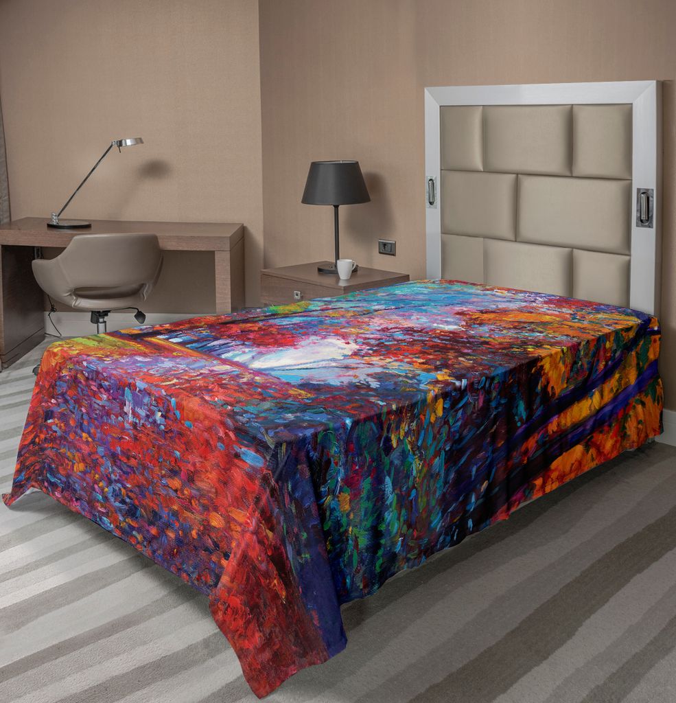 ABAKUHAUS Land Bettlaken, Bunter Feenhafter Des Parks In Der Fall Kunst Ansicht Erde Und Bäume In Der Natur Kunst, weiches bequemes oberes Bettlak...