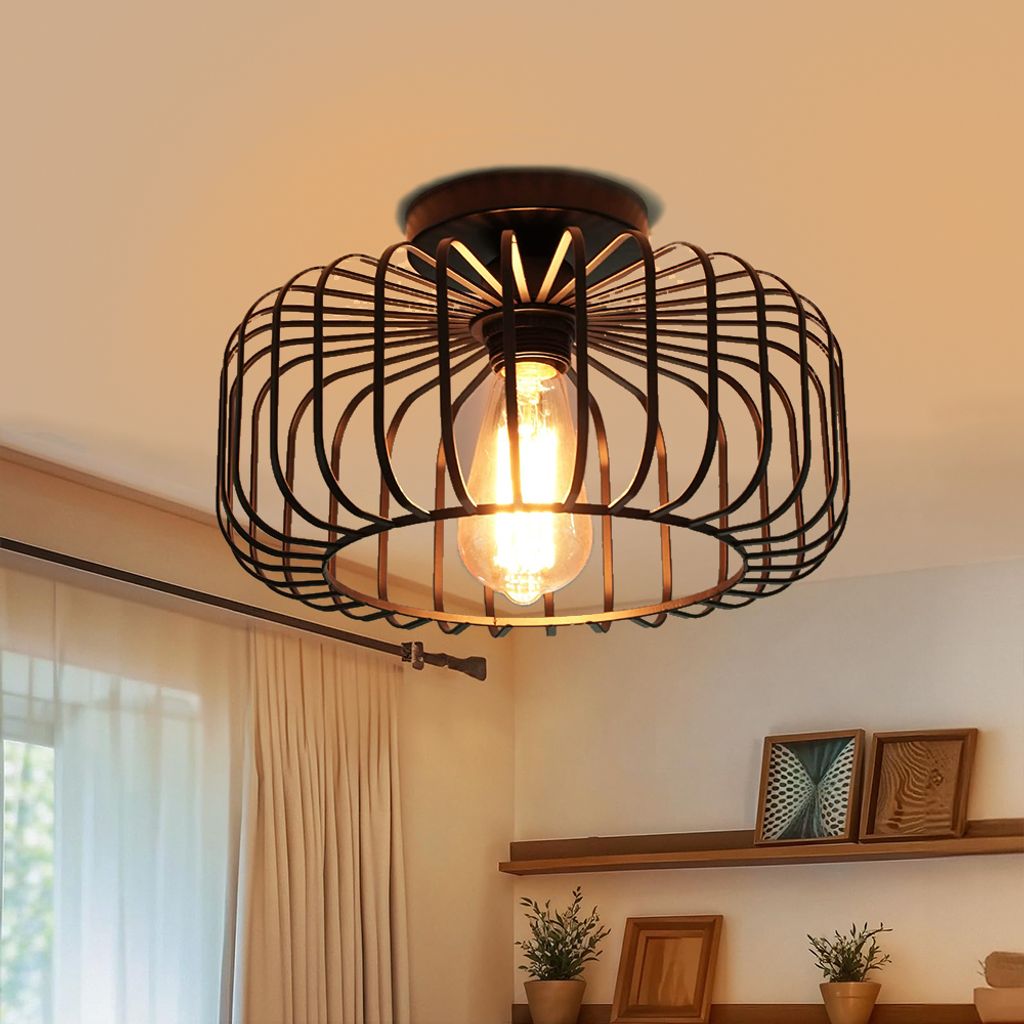 Deckenleuchte Schwarz 30cm, Modern Deckenlampe Metall E27, Produktbild 2