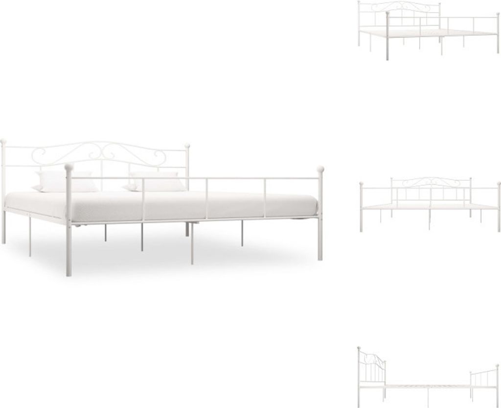 vidaXL Bettgestell Weiß Metall 180×200 cm - Betten & Bettgestelle
