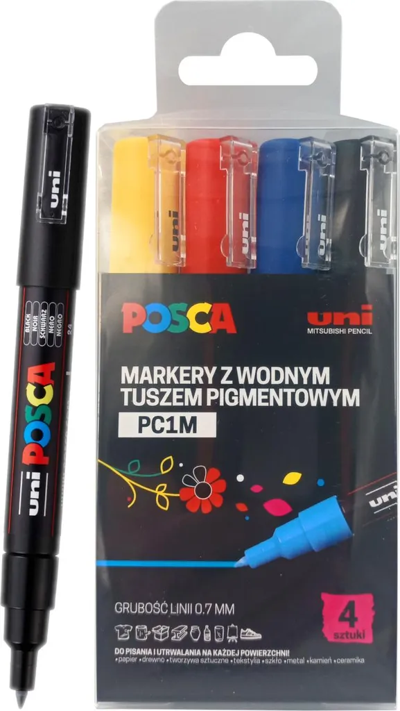 Set Posca PC-1M 205108 Extra-Fin : 4 Feutres Peinture à l'Eau Multi-support