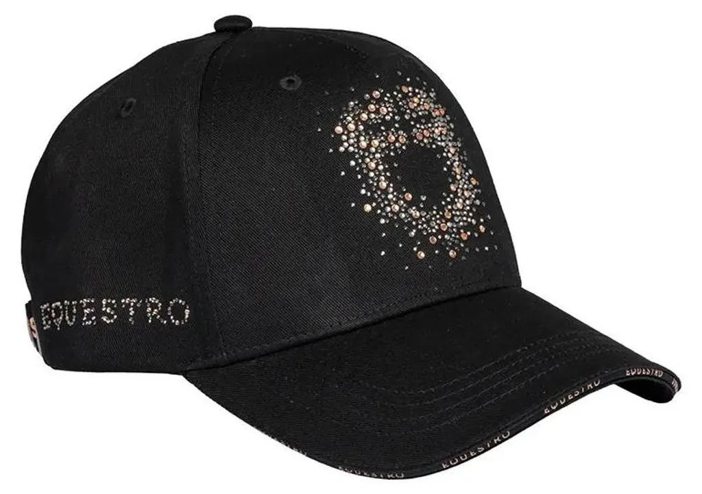 Casquette d'équitation Equestro noire idéale pour les sorties au soleil
