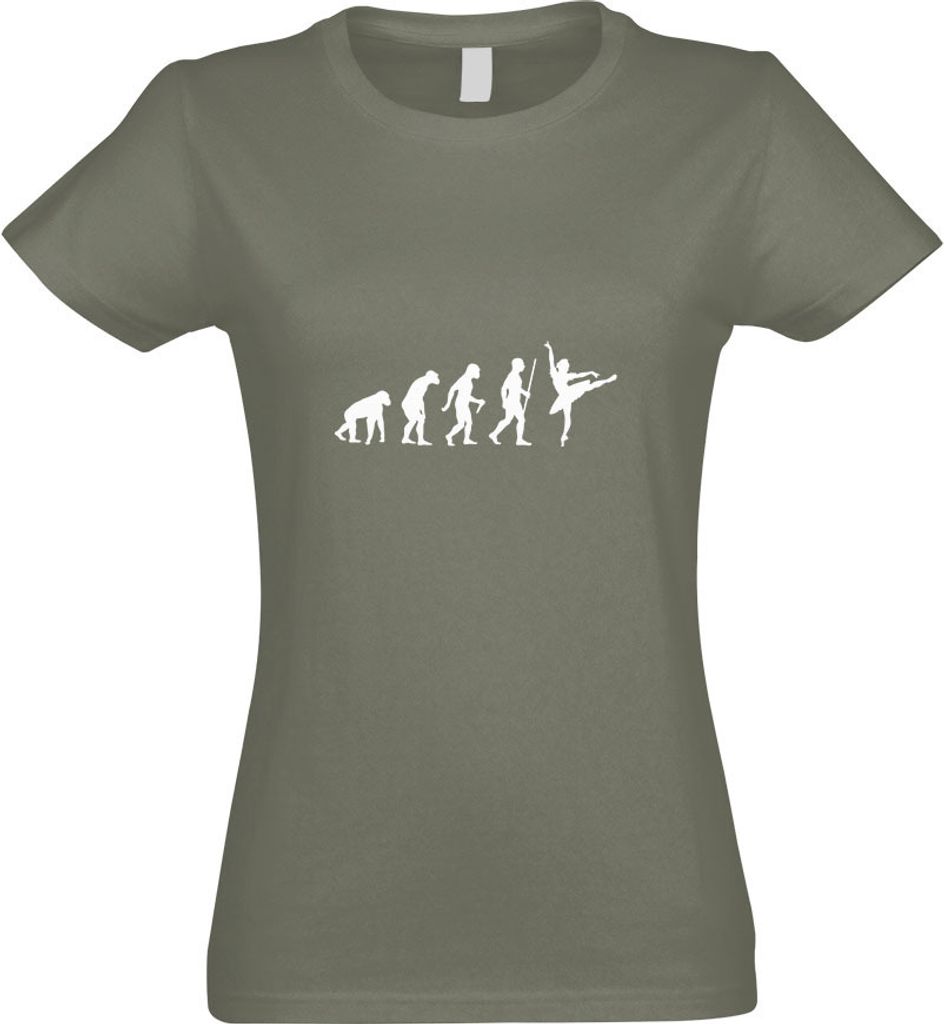 Kiwistar - T-Shirt tailliert - Damen - Olive - Ballerina Ballett Evolution - mit Motiv Bedruckt - Funshirt Design - Sport - Freizeit - Damen - XL