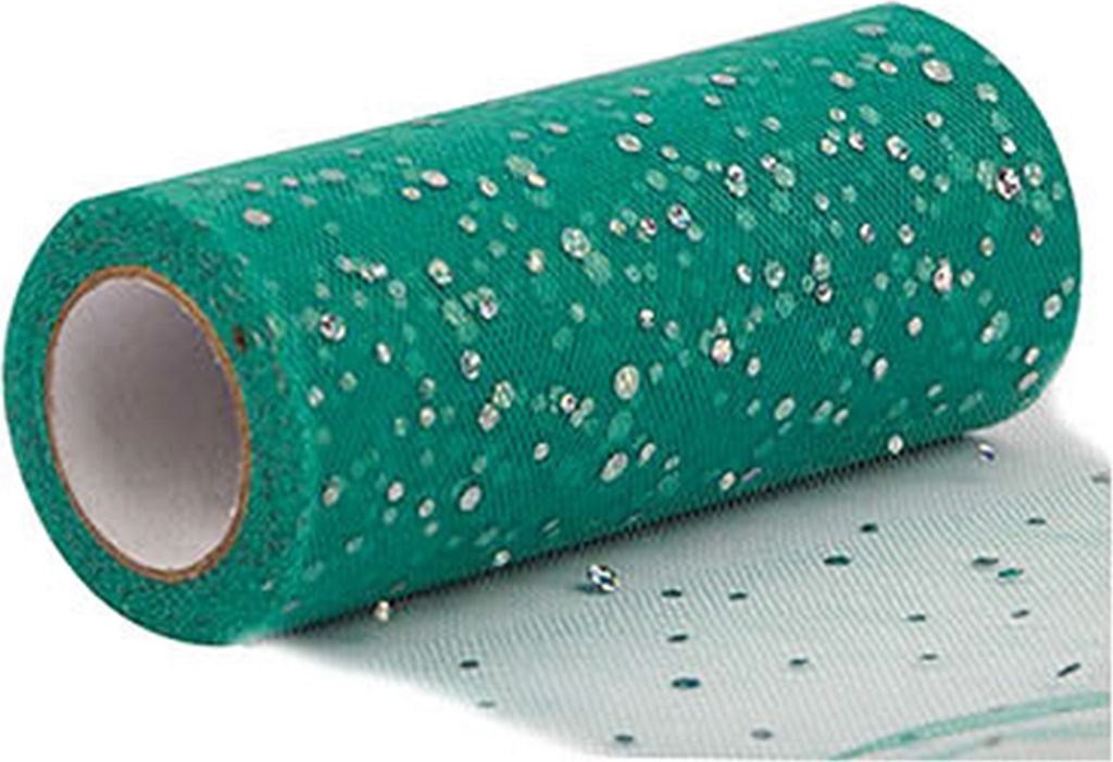 1 Roll Glitter Trimming Tüll Roll ohne Geruchsnetz Garnkranz Dekorationen Sheer Ribbon für Innenräume-Dunkelgrün