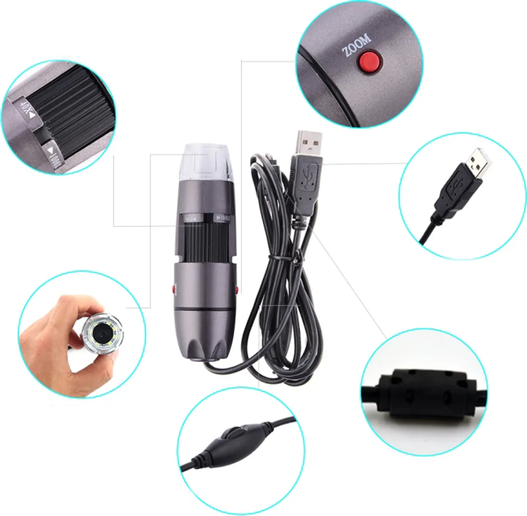 Microscope USB 3.0 zoom 1000x avec éclairage LED réglable - 2