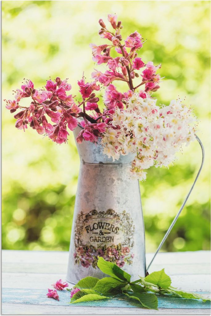ARTland Wandbild Alu für Innen & Outdoor Kastanien Blüten in Krug Größe: 40x60 cm