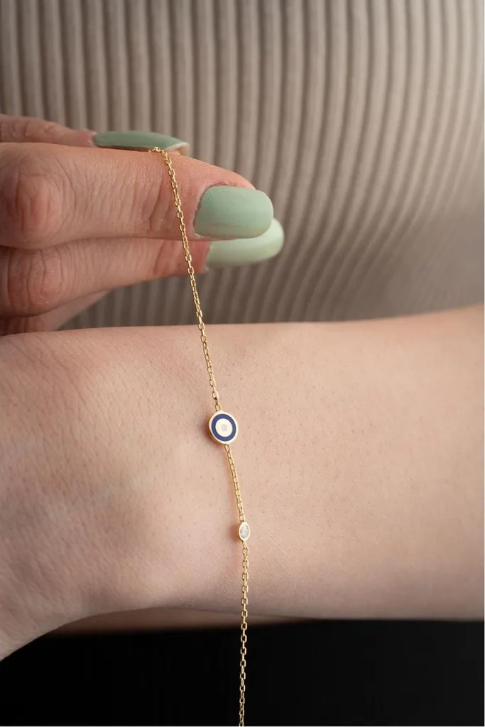 Bracelet en argent 925 avec solitaire en or massif - Bijou femme chic