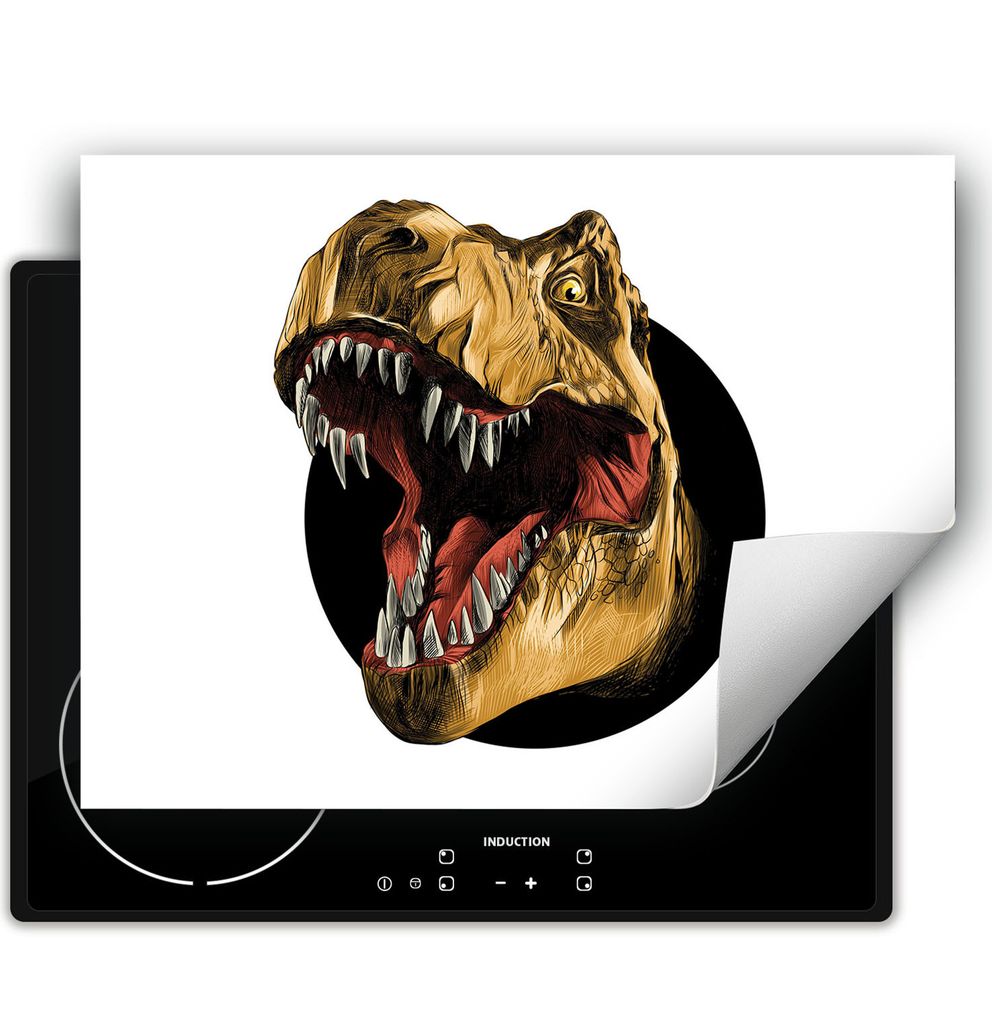 DarHaus Herdabdeckplatte 70x52 cm Anti Rutsch Matte Aufrollbar, Dinosaurier