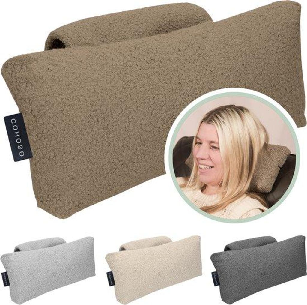Cohoso Ergonomisches Lendenkissen – Orthopädische Rückenstütze zur Linderung von Rückenschmerzen - Rückenkissen - Lendenstütze - Farbe Taupe