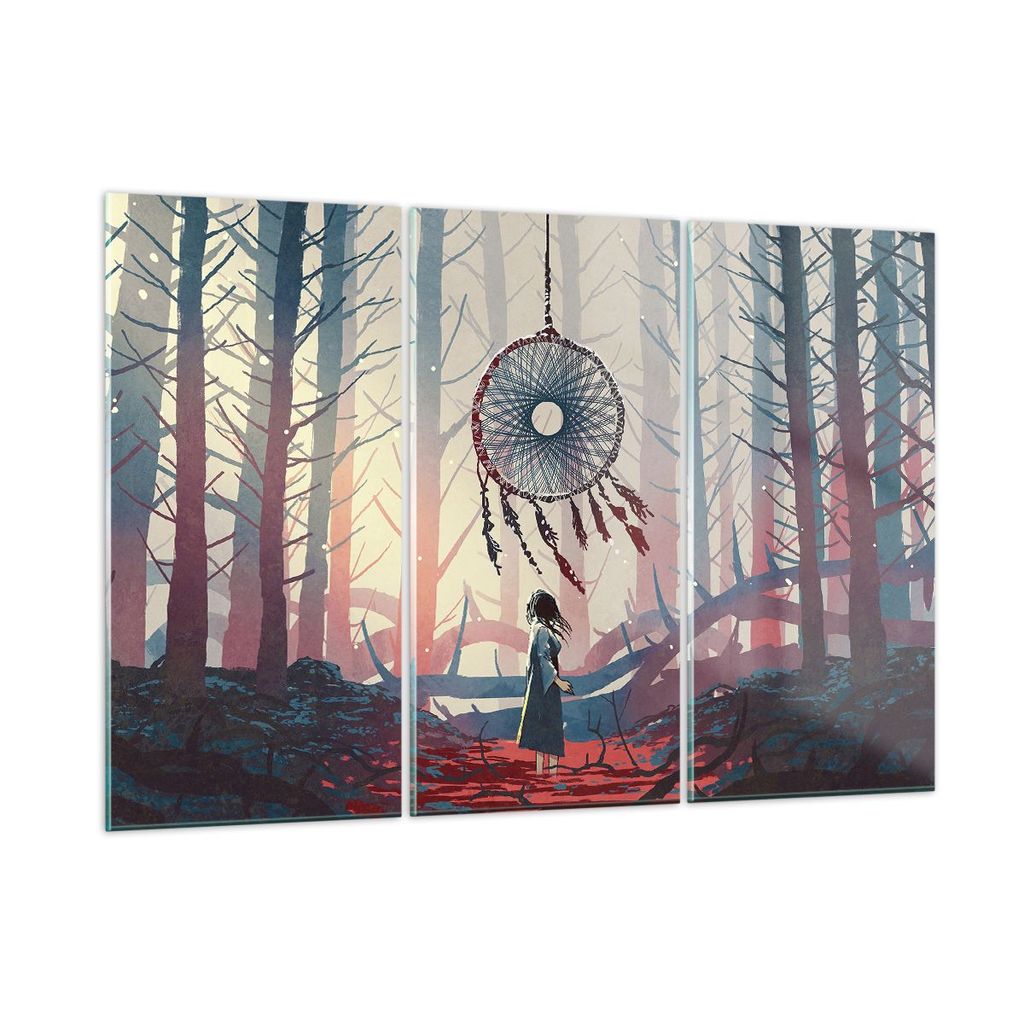 Bilder auf glas - 3 Teile - Märchen Fänger Träume - 105x70cm - Glasbilder - Wandbilder - Bilder - zum Aufhängen bereit - Wanddekoration aus Gla...