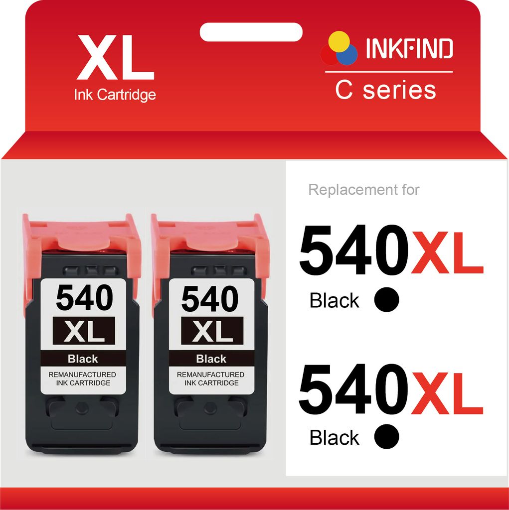 INKFIND 540XL Tintenpatrone kompatibel mit Canon540 Canon 540 Canon PG-540 PG-540XL Hohe Kapazität / 2er-Pack Schwarz