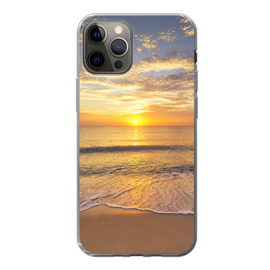 MuchoWow Handyhülle Schutzhülle Hülle für iPhone 13 Pro Strand - Sonnenuntergang - Meer Silikon Softcase Handy Hülle - Handy-Tasche