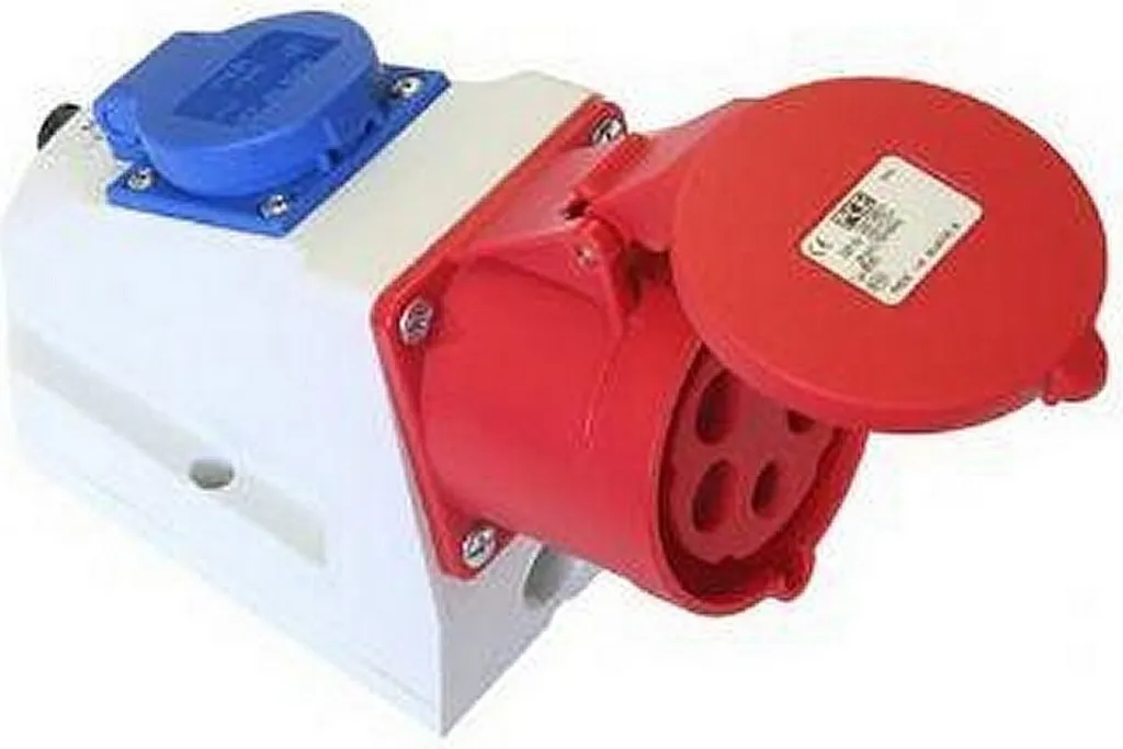 Fiche secteur CEE anti-erreur avec tubes contact rouge bleu gris Abl
