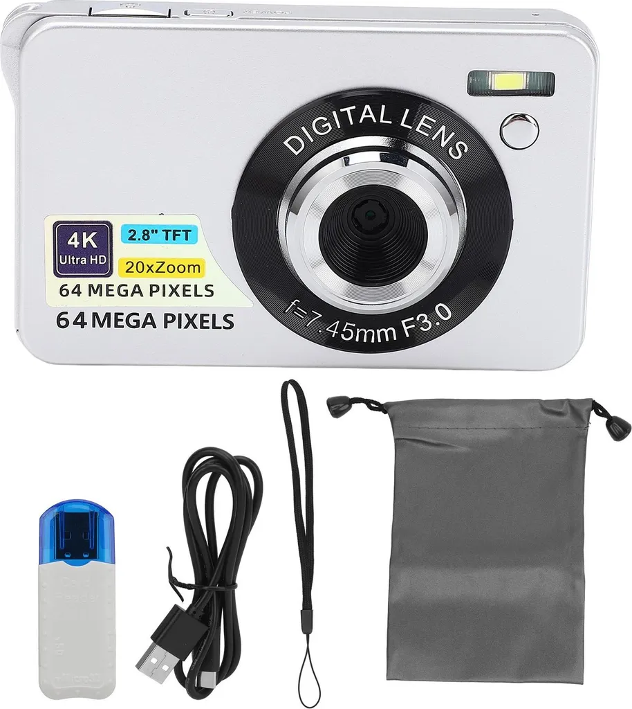 Appareil photo Vlogging 64MP Autofocus 4K - Compact Portable Zoom 20x