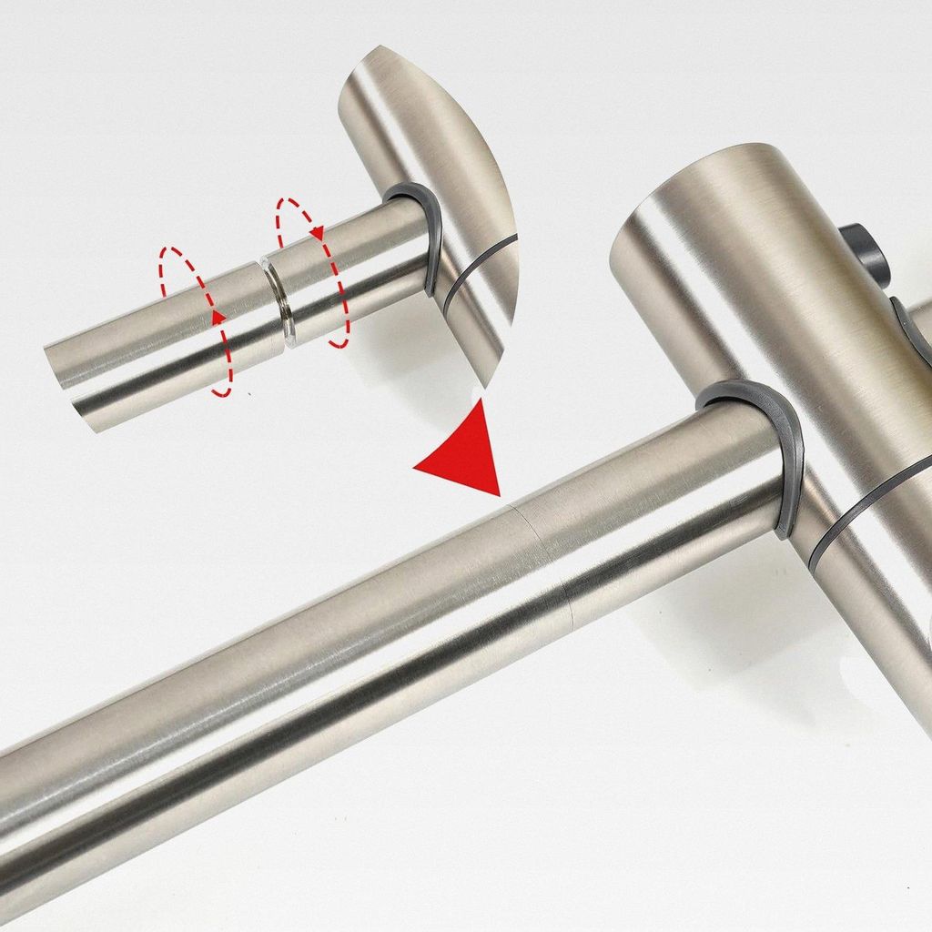 Duschstange 66cm mit Duschkopfhalterung, Brausestange aus Edelstahl 304, Höhenverstellbare und um 360° Drehbare Duschhalterung,Gebürstetes Silber